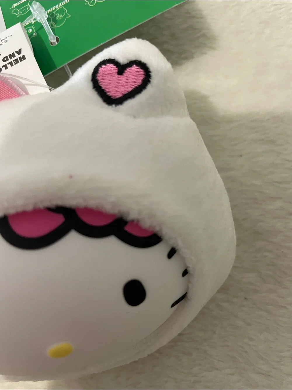 Hello Kitty White Plush Key Ring with Pink Details